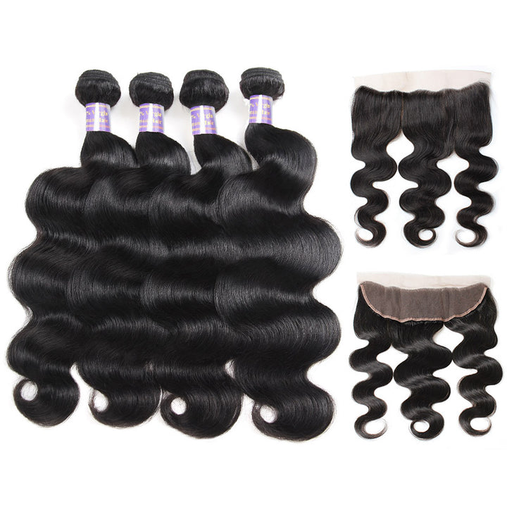 Enhance your natural beauty with Allove Hair's Body Wave Human Hair Bundles! Crafted from 100% virgin Indian hair, our luxurious bundles feature soft, flowing waves that add volume and elegance to any style. Each set is paired with a 13x4 lace frontal closure, allowing for versatile styling options and a seamless, natural look.