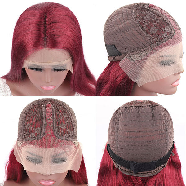 Allove 99J Burgundy Body Wave Lace Part Wig 100% Human Hair Wigs