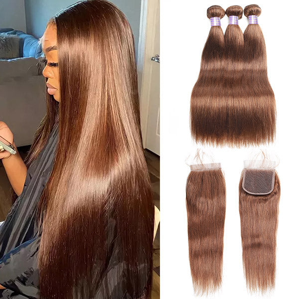 Discover the beauty of our brown bundles with closure, perfect for achieving sleek and stylish straight hair looks. Designed for easy sew-in application, these bundles cater specifically to the needs of black women seeking quality and elegance. Enjoy the luxurious feel at an affordable price—elevate your hairstyle effortlessly with Allove Hair today!