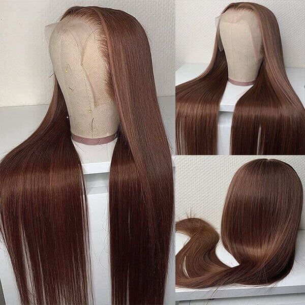 Enhance your elegance with Allove Hair's dark brown human hair wig, featuring sleek straight strands in a 13x4 lace front design. This glueless wig offers a convenient and comfortable fit, allowing for easy styling and effortless wear. With its natural look and feel, you can confidently transition from day to night, showcasing your sophisticated style with every occasion.