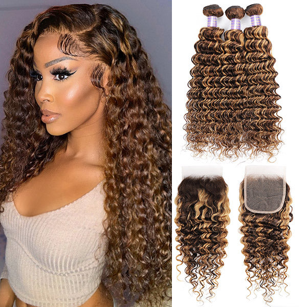 Elevate your style with highlight deep wave bundles from Allove hair, designed for a stunning sew-in transformation. These luxurious bundles feature beautifully defined waves enhanced with eye-catching highlights, adding depth and dimension to your look.