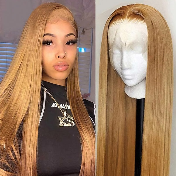 Illuminate your look with Allove Hair's gorgeous honey blonde wig in a vibrant color 27. This straight hair lace front wig features a 13x4 lace design for a natural hairline and versatile styling options. Perfect for any occasion, this elegant wig offers a sleek and polished appearance that will turn heads.