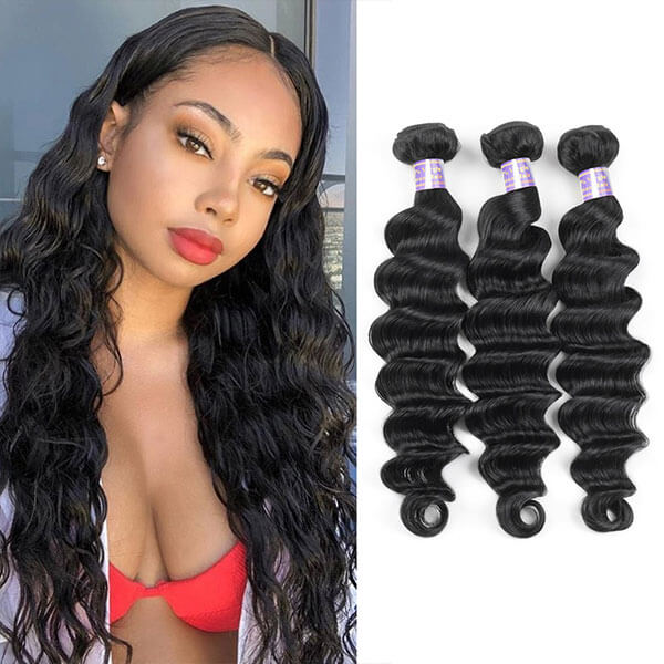 Transform your look with Allove Hair's exquisite loose deep wave hair bundles, crafted from 100% virgin human hair. Our set includes 3 bundles of luxurious Indian hair, perfect for creating a stunning sew-in installation. The soft, flowing waves provide a natural bounce and volume, allowing you to flaunt a beautiful, effortlessly chic hairstyle.