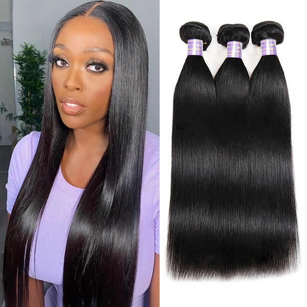 Achieve a sleek and polished look with Allove Hair's straight bundles, available in sets of 3 for a full sew-in style. These high-quality hair extensions offer a smooth texture and natural shine, making it easy to create the hairstyle of your dreams. Plus, enjoy the added benefit of free shipping on your order, ensuring you receive your beautiful straight bundles without any hassle!