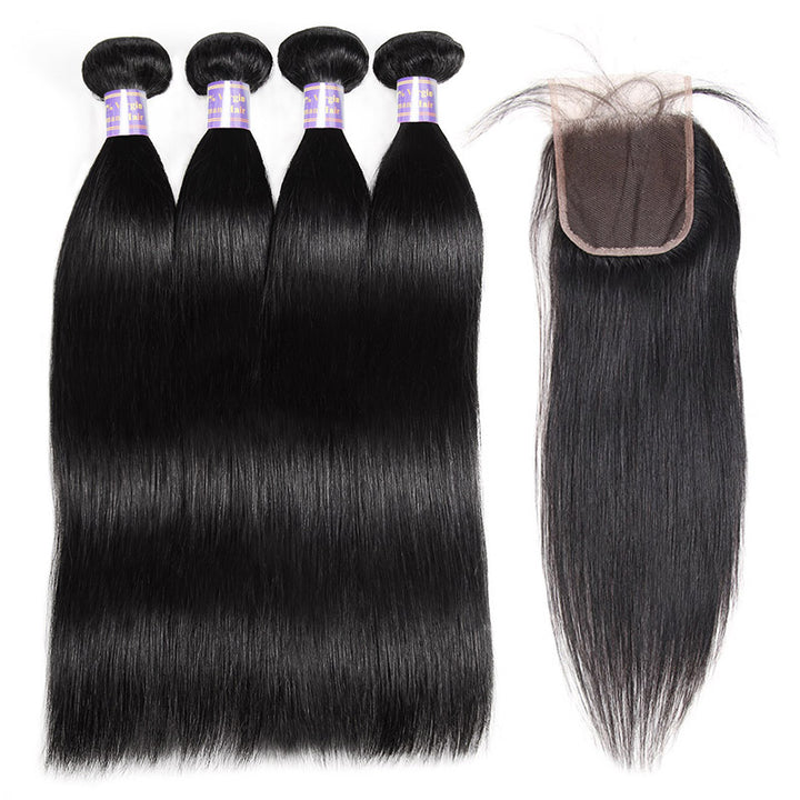 Allove Hair offers premium straight hair bundles with closure, ideal for sew-in installations. Made from 100% human hair, these bundles provide a sleek and polished look that is both luxurious and versatile. The included closure seamlessly blends with your natural hair, allowing for a flawless finish.