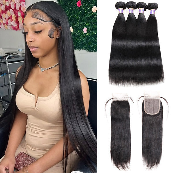 Transform your look effortlessly with Allove Hair's premium straight human hair bundles with closure! Perfect for sew-in styles or DIY wigs, our high-quality hair provides a natural and sleek finish that you can easily customize. Elevate your beauty game with Allove Hair today!