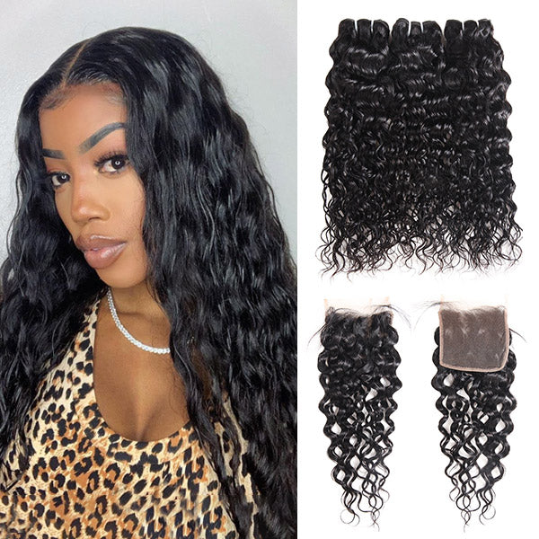 Elevate your style with allove hair luxurious water wave hair that exudes elegance and glamour. Perfect for a stunning sew-in, our hair bundles with closure provide a seamless finish and natural look.