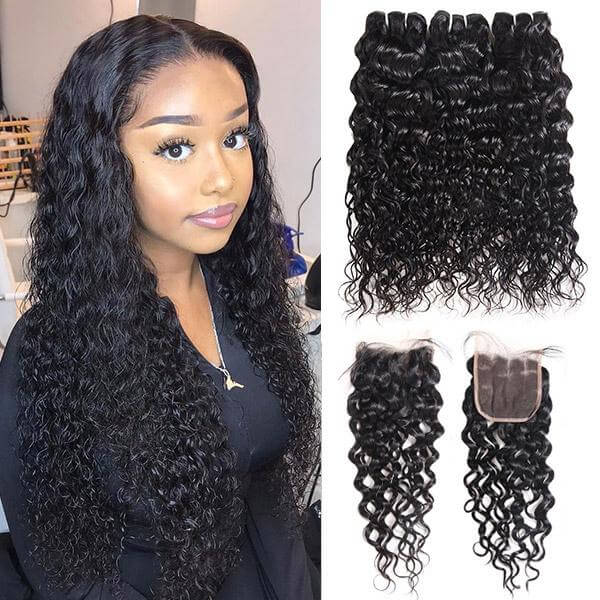 Allove Hair beautiful water wave hair bundles with closure, perfect for creating stunning sew-in styles tailored for black women. These luxurious bundles offer natural texture and movement at an affordable price, allowing you to transform your look without breaking the bank. Plus, enjoy the convenience of free shipping on all orders.